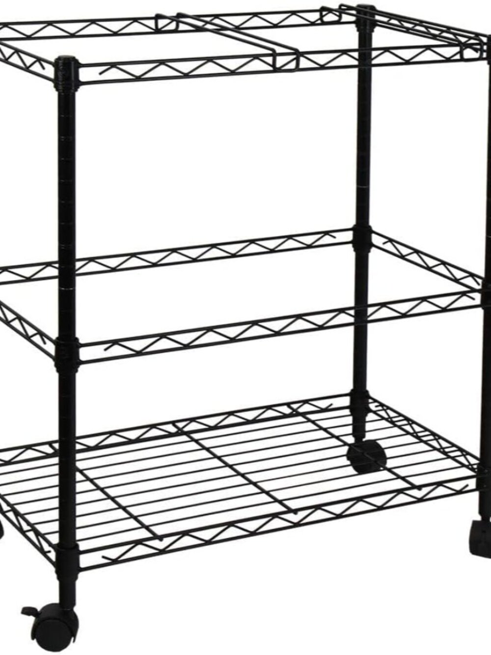 Portable 2-Tier Metal Rolling File Cart, Black